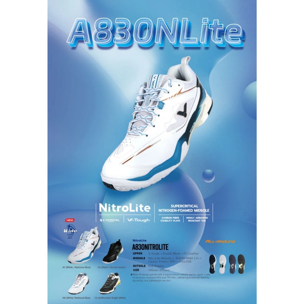 VICTOR A830 NITROLITE NEW รองเท้าแบดมินตัน ของแท้ ประกันศูนย์ไทย น้ำหนักเบา รองรับแรงกระแทก รูปที่ 1