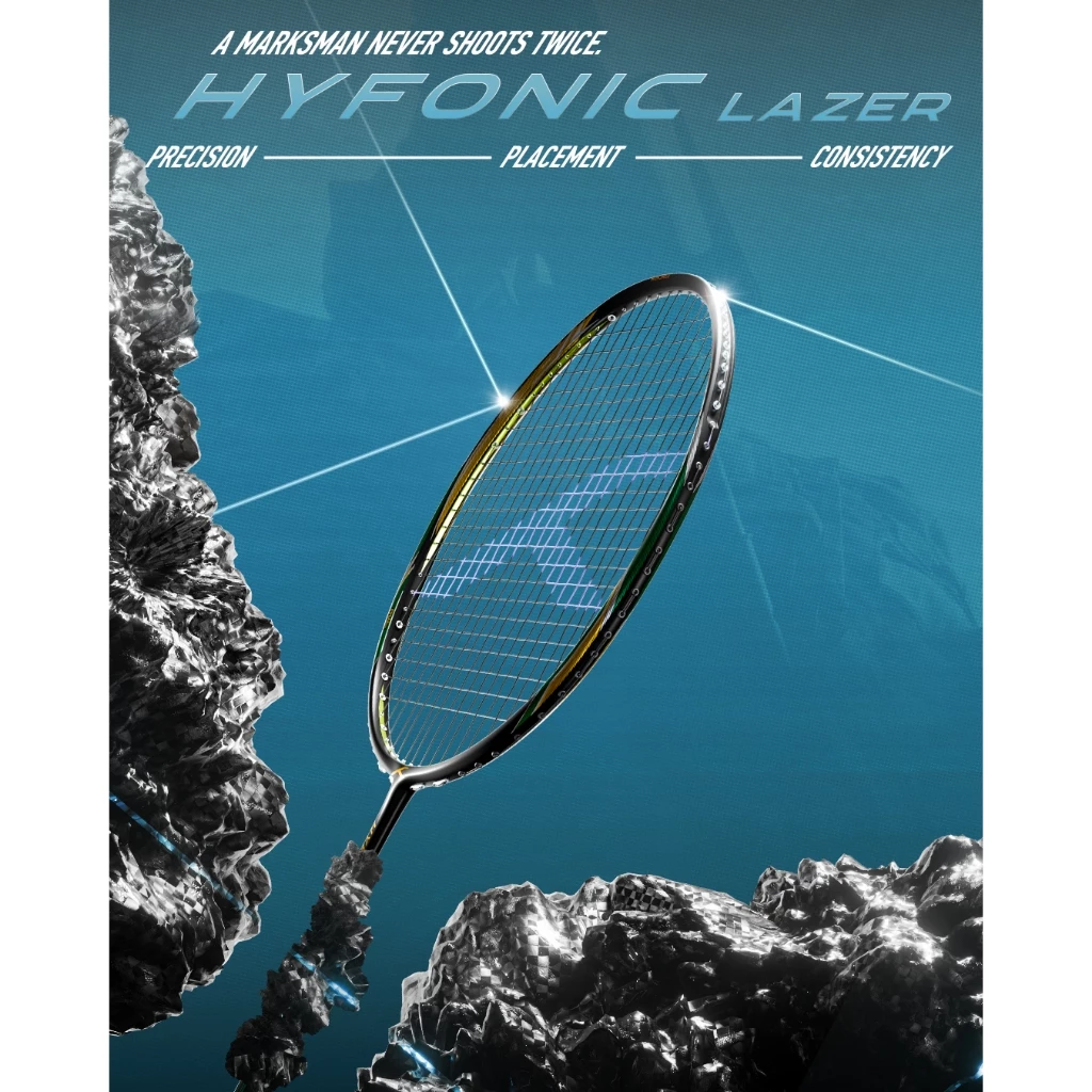 Hundred ไม้แบดมินตัน รุ่น Hyfonic Lazer สายสมดุล มี2สี ขาว/ดำ 4U/5U ฟรีเอ็น ซอง ประกัน รูปที่ 6