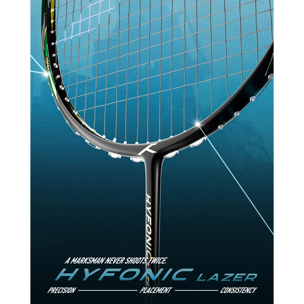 Hundred ไม้แบดมินตัน รุ่น Hyfonic Lazer สายสมดุล มี2สี ขาว/ดำ 4U/5U ฟรีเอ็น ซอง ประกัน รูปที่ 8