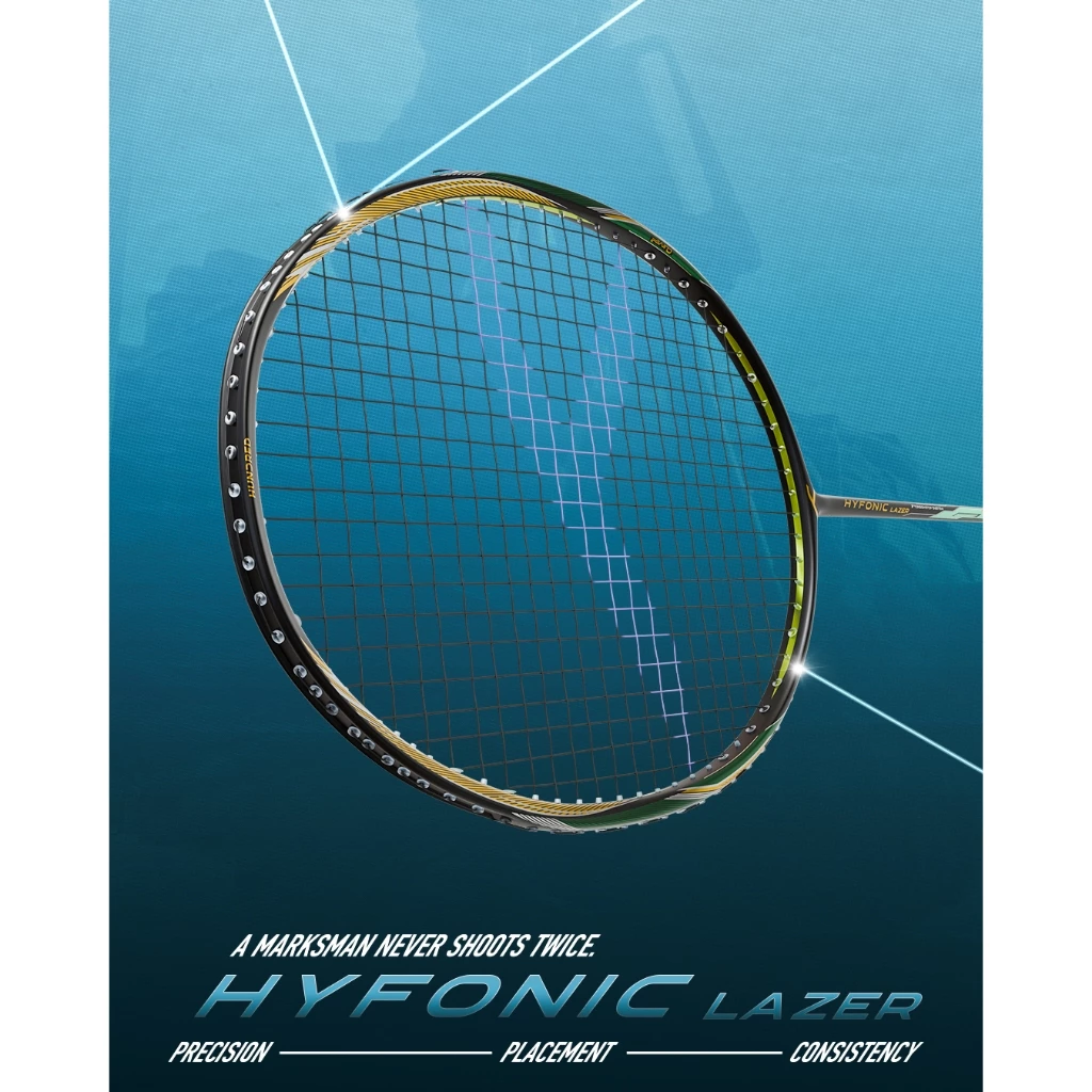 Hundred ไม้แบดมินตัน รุ่น Hyfonic Lazer สายสมดุล มี2สี ขาว/ดำ 4U/5U ฟรีเอ็น ซอง ประกัน รูปที่ 7